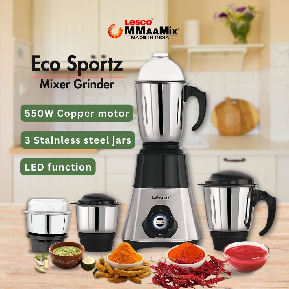 Lesco Mmaamix Eco Sportz 550W Copper Motor Mixer Grinder with free 250ml Jar (1 unit)