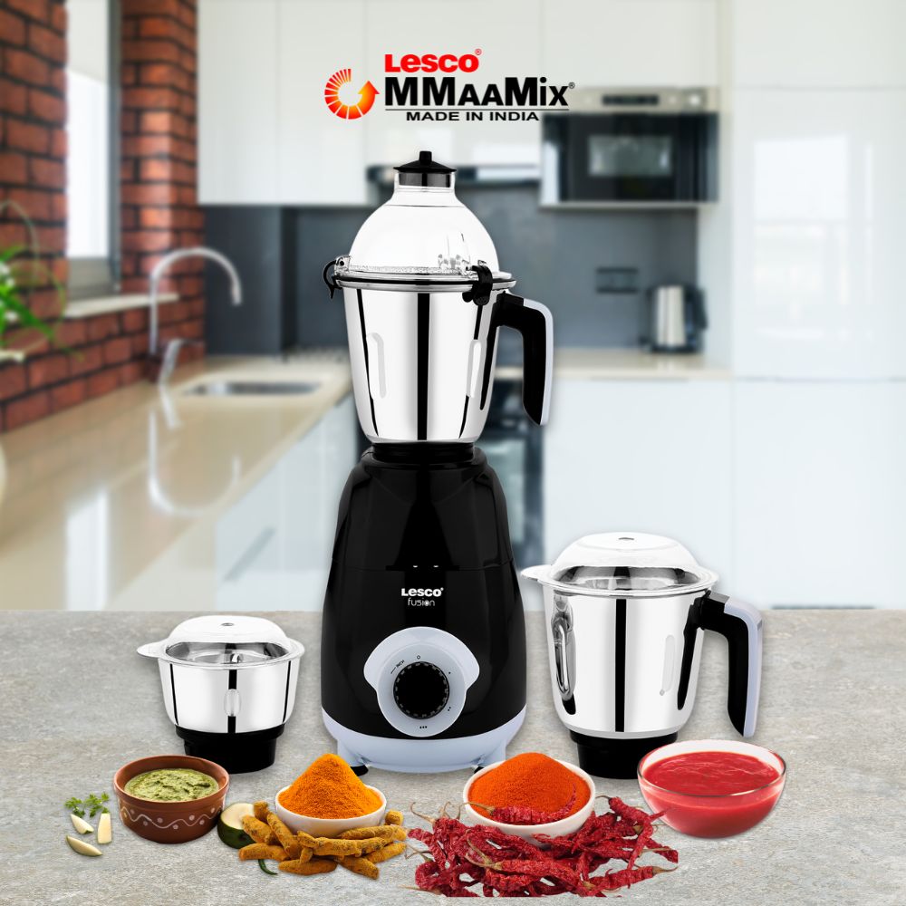 Fusion 750 Watts Mixer Grinder 3 Jars Black