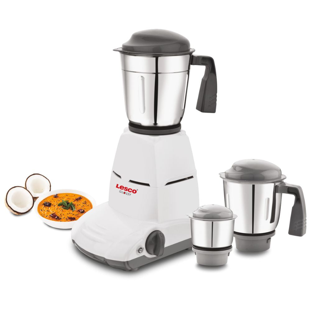 Glossy 550w Mixer Grinder 3 Jar White