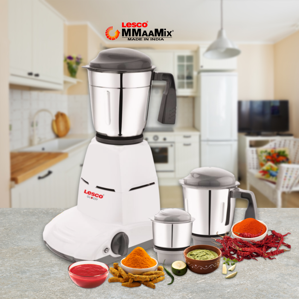 Glossy 550w Mixer Grinder 3 Jar White