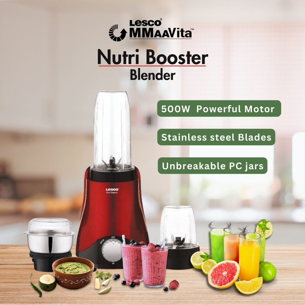 Lesco MMaaVita 500W Nutribooster Bullet Mixer Grinder(Red)