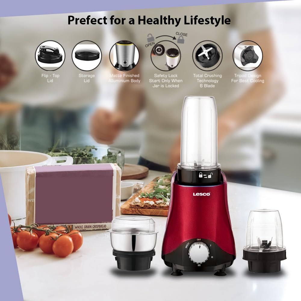 Lesco MMaaVita 500W Nutribooster Bullet Mixer Grinder(Red)
