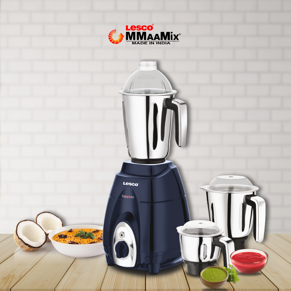 Sapphire 1000 Watts Mixer Grinder with 3 Jars Blue
