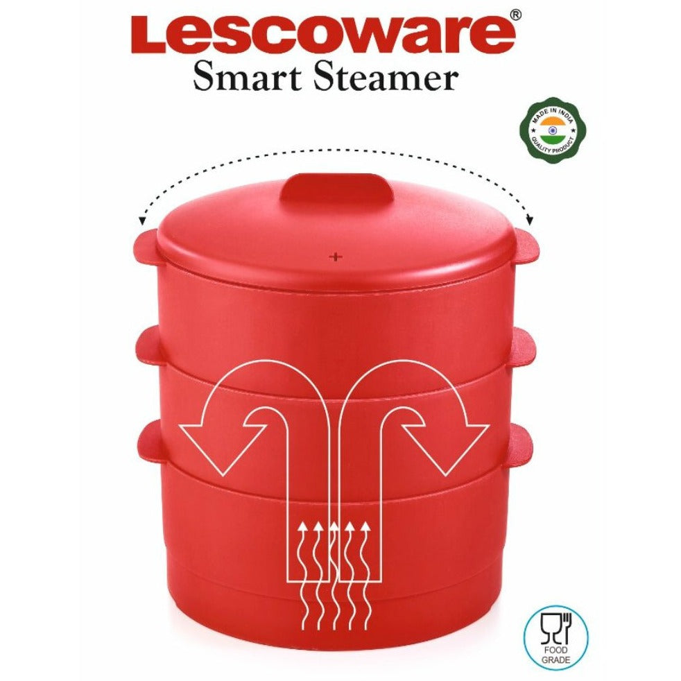 Lesco 3 Layer Steamer with 2 Idli Stands & 1 Appam Stand