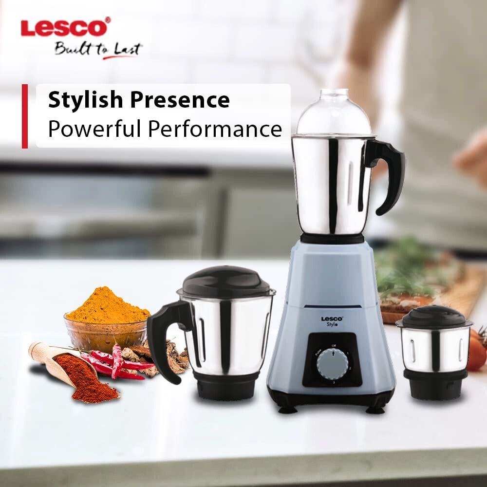 Stylo Mixer Grinder 550 Watts 3 Jars Grey