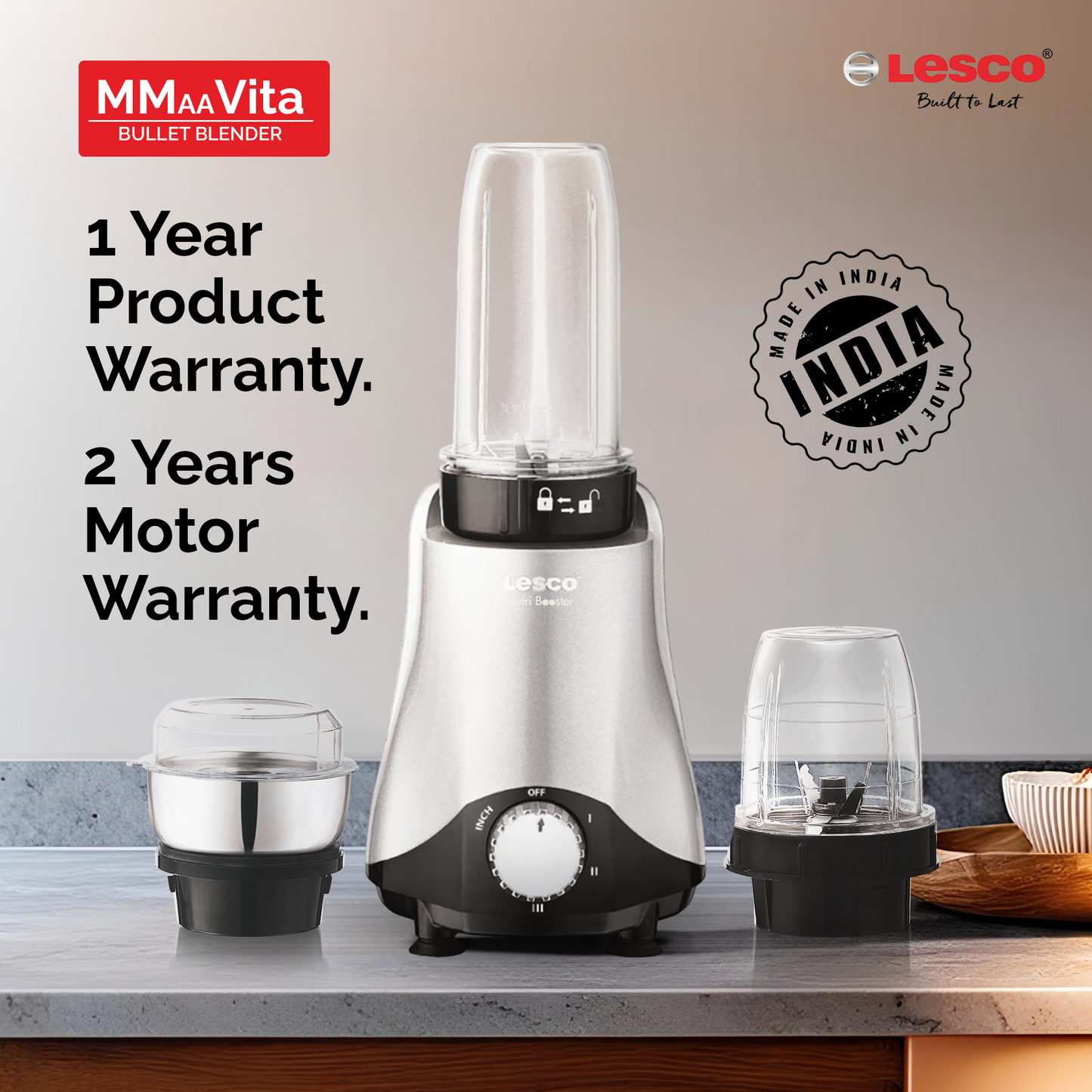 Lesco MMaaVita 500W Nutribooster Bullet Mixer Grinder(Silver)