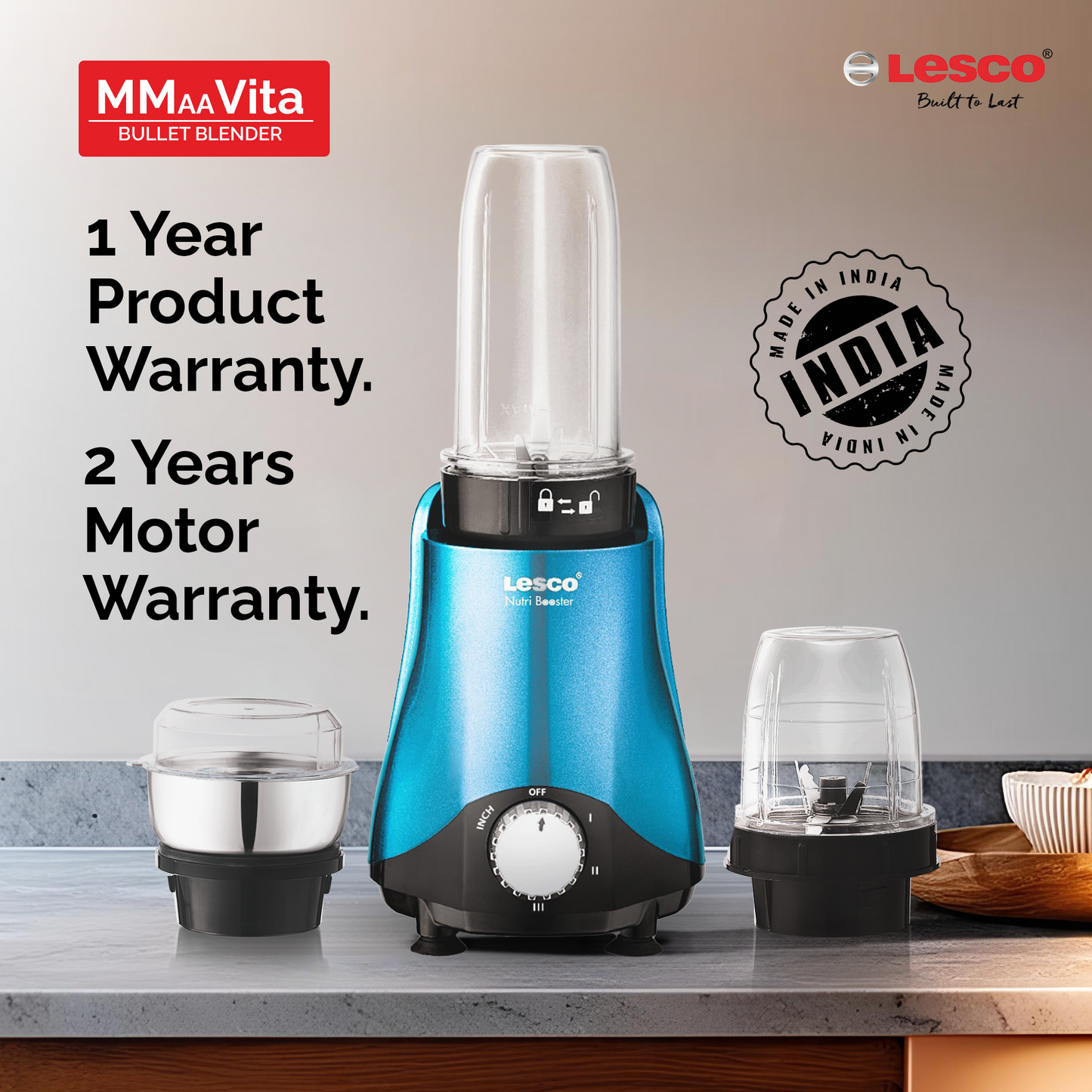 Lesco MMaaVita 500W Nutribooster Bullet Mixer Grinder(Blue)