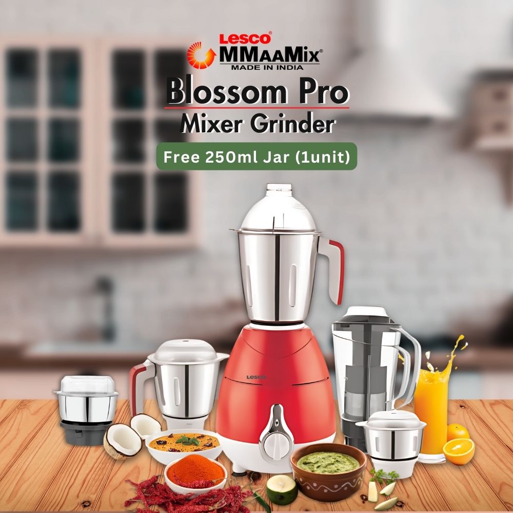 Blossom Pro 750w Mixer Grinder 4 Jar with 250ml (1 unit) jar free