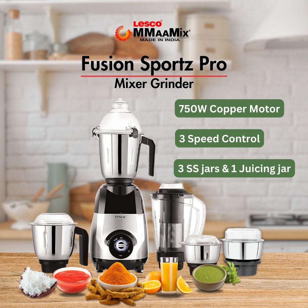 Fusion Sports Pro 750w Mixer Grinder 4 Jar with 250ml (1 unit) jar Free