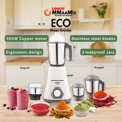 Lesco Mmaamix Eco 550 W Copper Motor Mixer Grinder with 250ml jar FREE