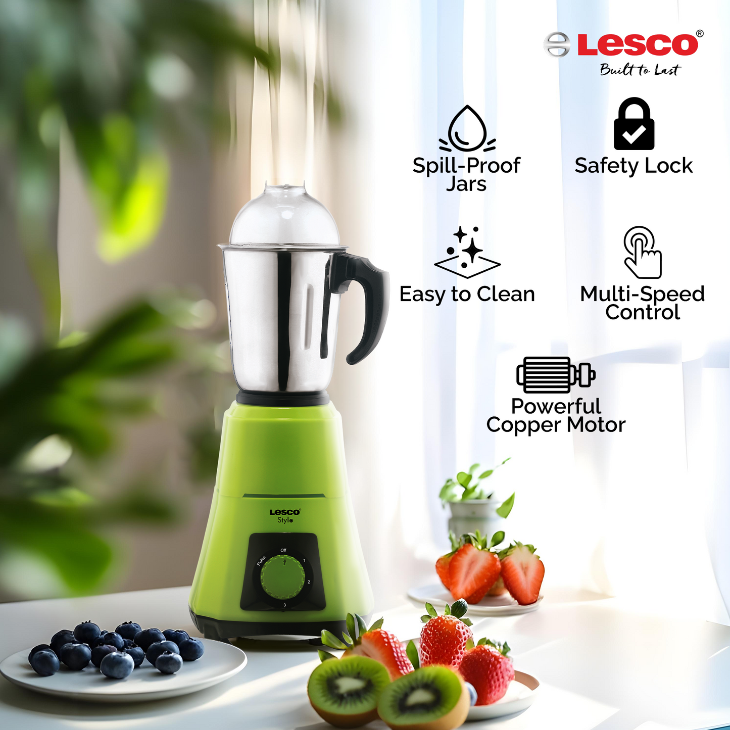 Stylo Mixer Grinder 550 Watts 3 Jars - Green