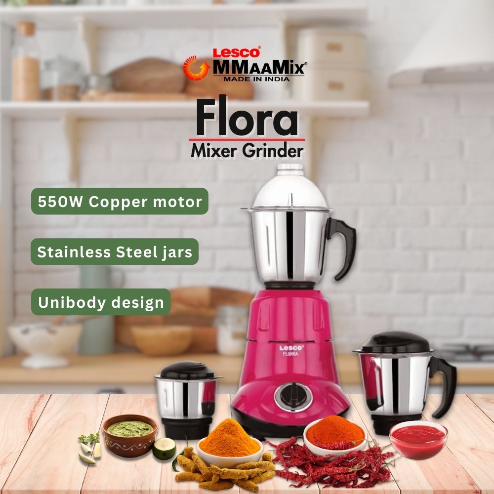 Flora 550 Watts Mixer Grinder 3 Jars