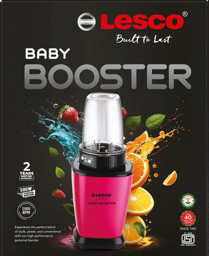 BABY BOOSTER 500 WATTS WITH 2 PC BULLET JARS COPPER MOTOR (Pink)