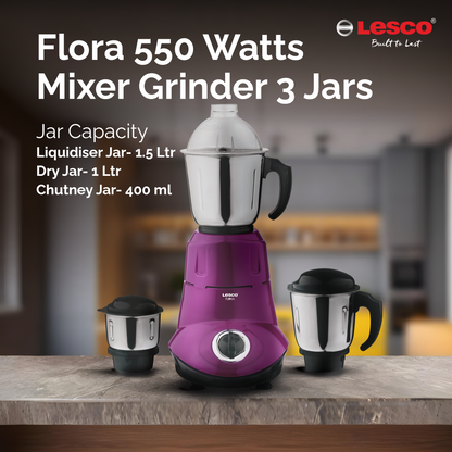 Flora 550 Watts Mixer Grinder 3 Jars