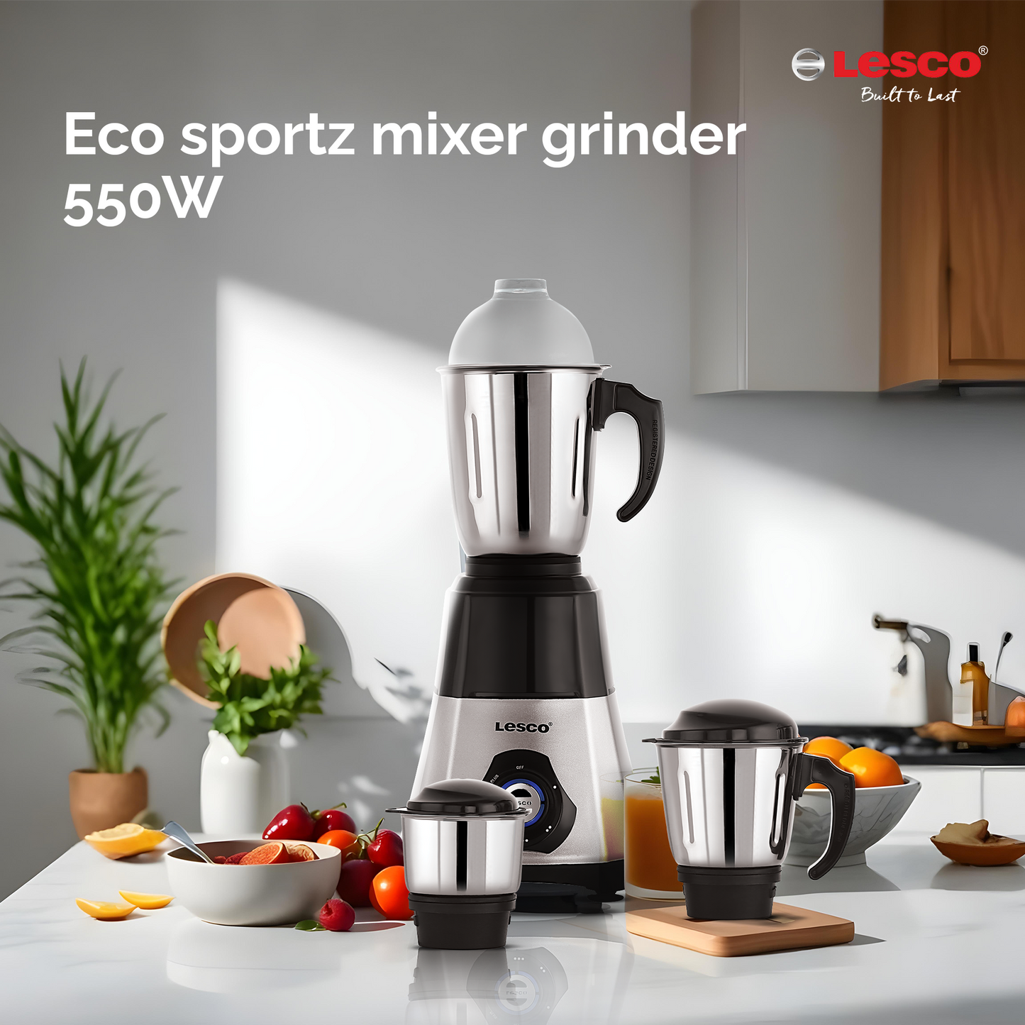 Lesco Mmaamix Eco Sportz 550W Copper Motor Mixer Grinder with free 250ml Jar (1 unit)