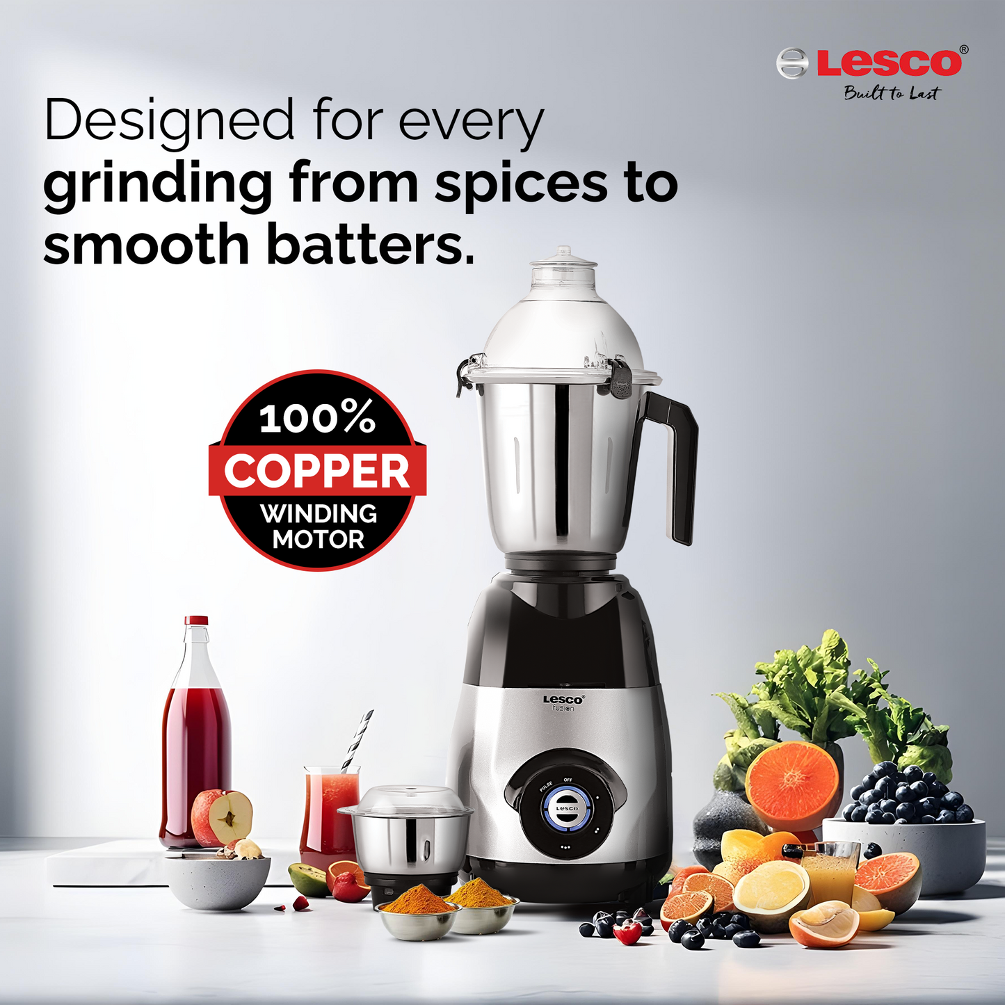 Fusion Sports Pro 750w Mixer Grinder 4 Jar with 250ml (1 unit) jar Free