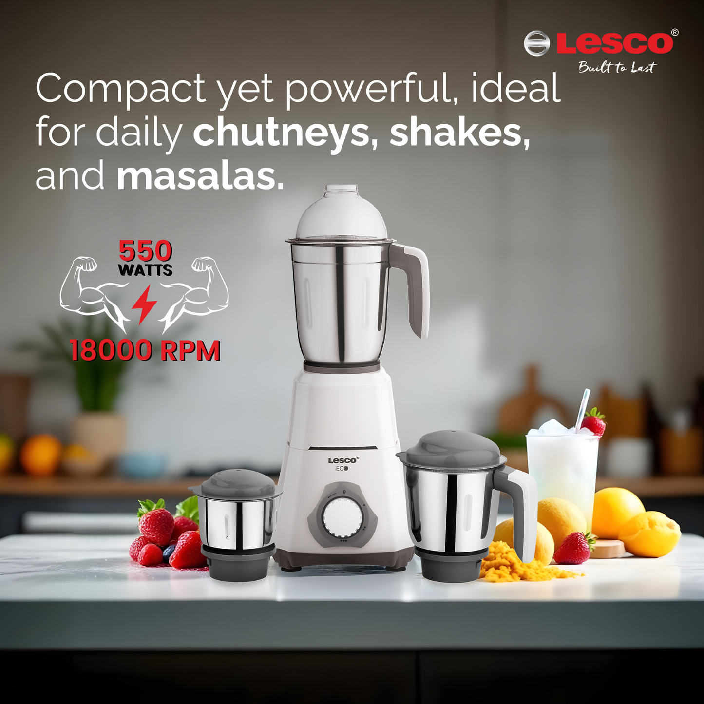 Lesco Mmaamix Eco 550 W Copper Motor Mixer Grinder with 250ml jar FREE