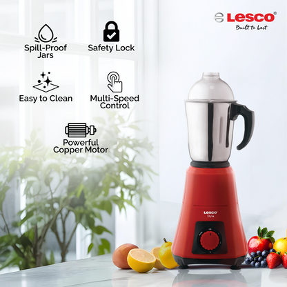 Stylo Mixer Grinder 550 Watts 3 Jars - Red
