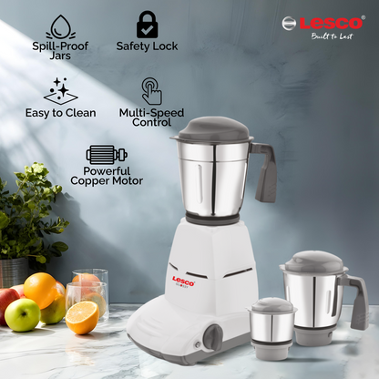 Glossy 550w Mixer Grinder 3 Jar White
