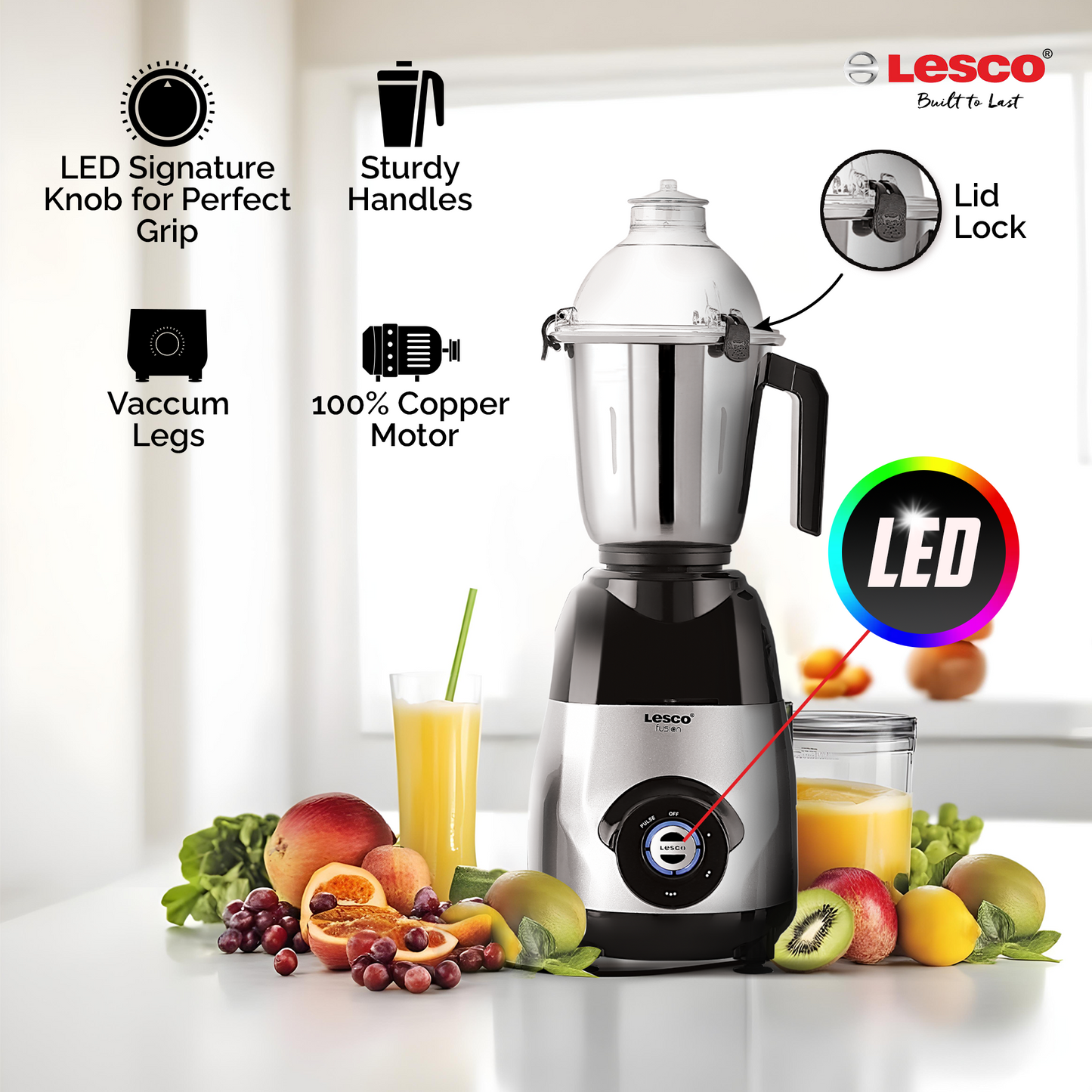 Fusion Sports Pro 750w Mixer Grinder 4 Jar with 250ml (1 unit) jar Free