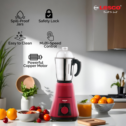 Stylo Mixer Grinder 550 Watts 3 Jars - Pink