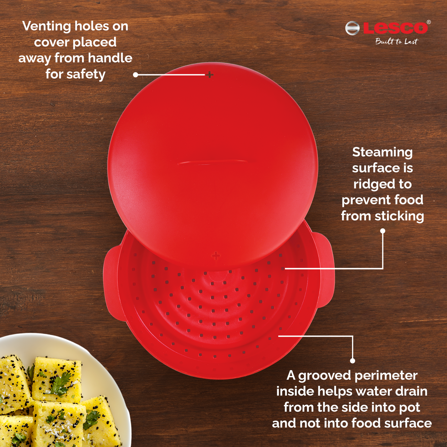 Lesco Smart Steamer with Steel 2 Idli Stands & 1 Appam Stand