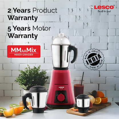 Stylo Mixer Grinder 550 Watts 3 Jars - Pink