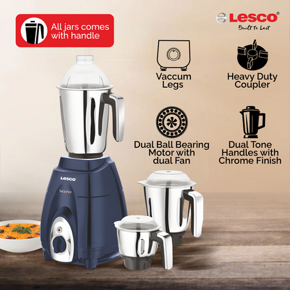 Sapphire 1000 Watts Mixer Grinder with 3 Jars Blue