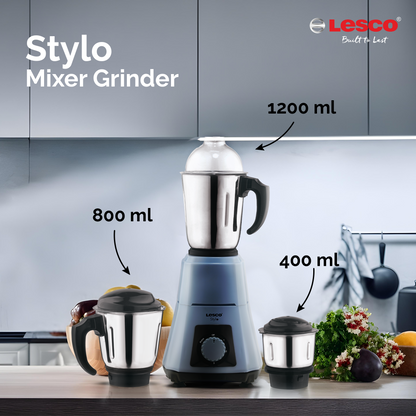 Stylo Mixer Grinder 550 Watts 3 Jars - Blue