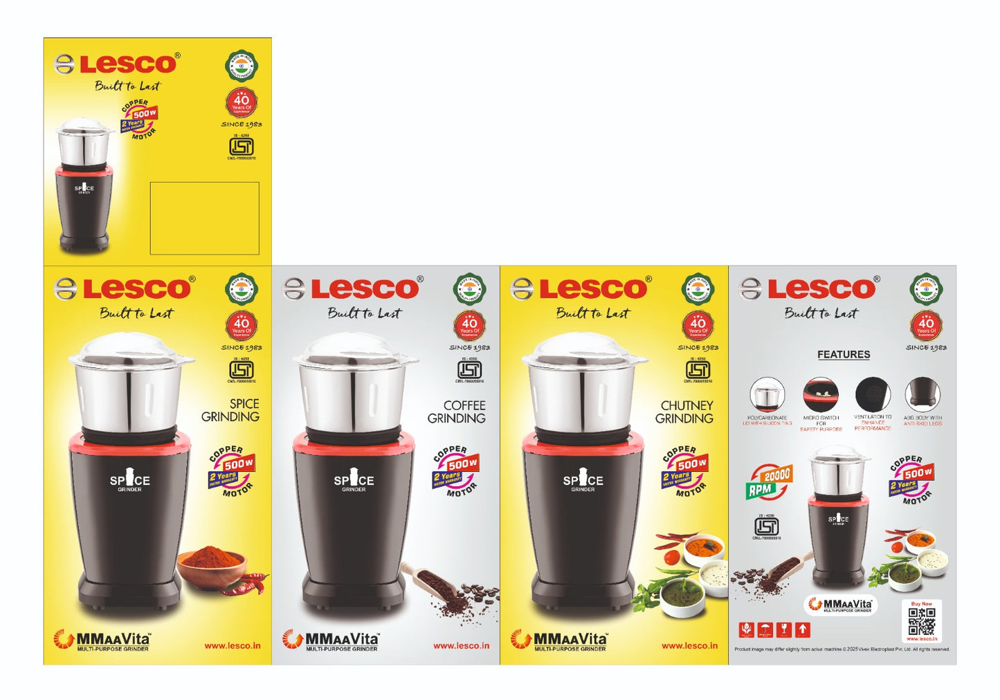 SPICE GRINDER 500 WATTS / COPPER MOTOR / 400 ML MULTI GRINDER
