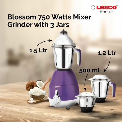 Blossom 750 Watts Mixer Grinder with 3 Jars