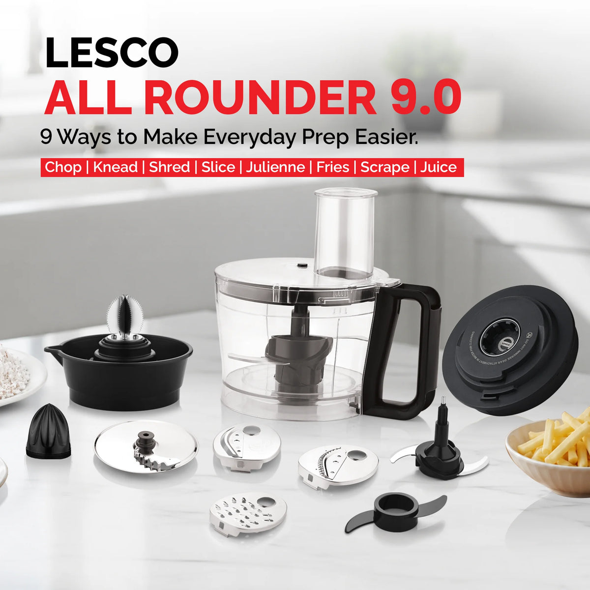 LESCO All Rounder 9 In 1 Food Processor Attachment
