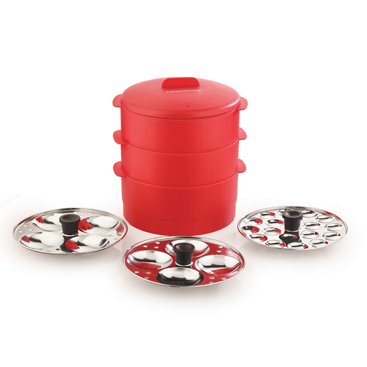 Lesco Smart Steamer with Steel 2 Idli Stands & 1 Appam Stand